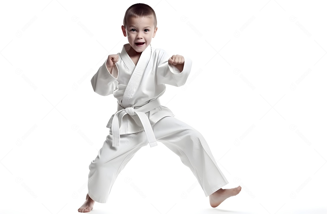 Menino com roupa de karatê