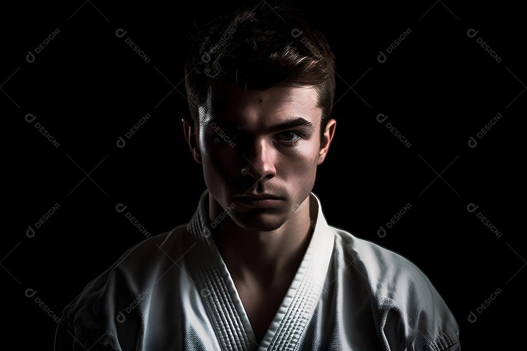 Homem com roupa de karatê