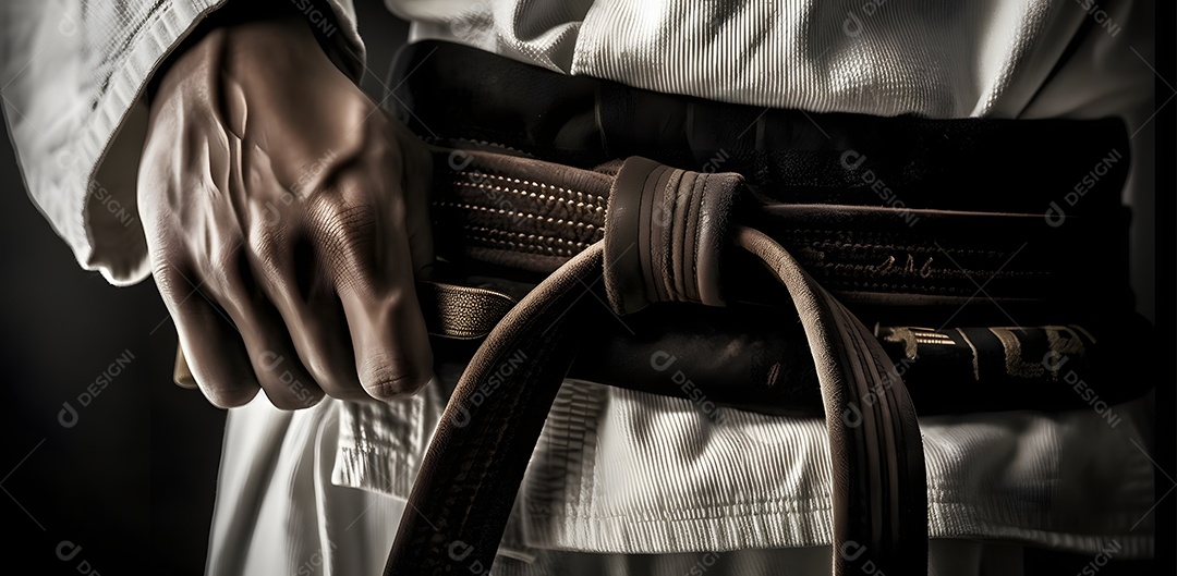 Homem com roupa de karatê