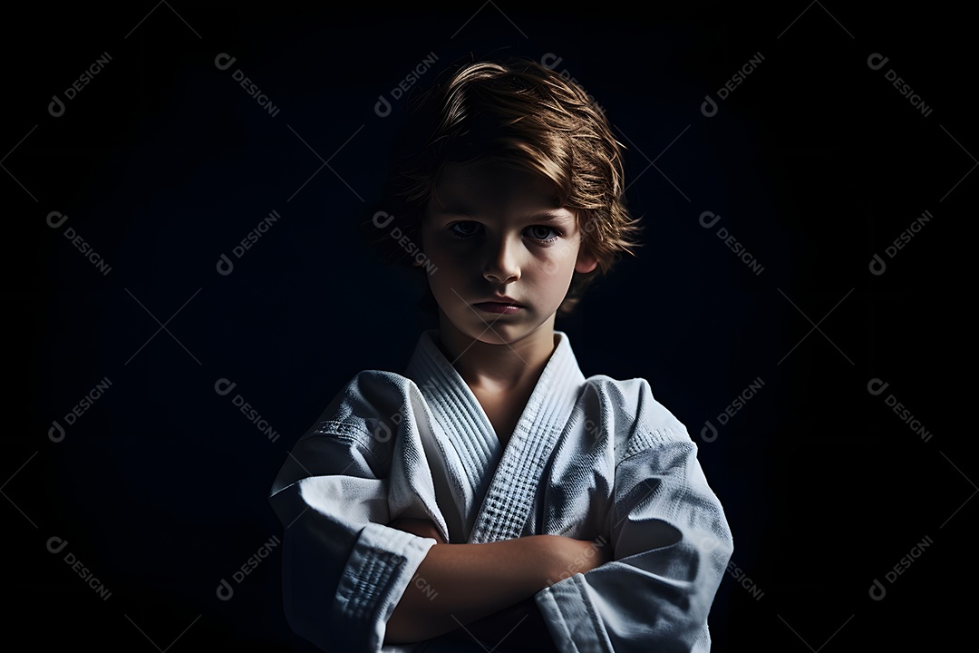 Menino com roupa de karatê