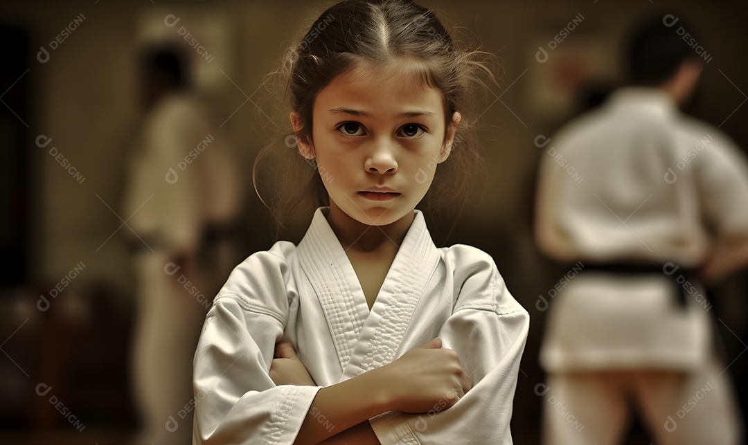 Menina com roupa de karatê