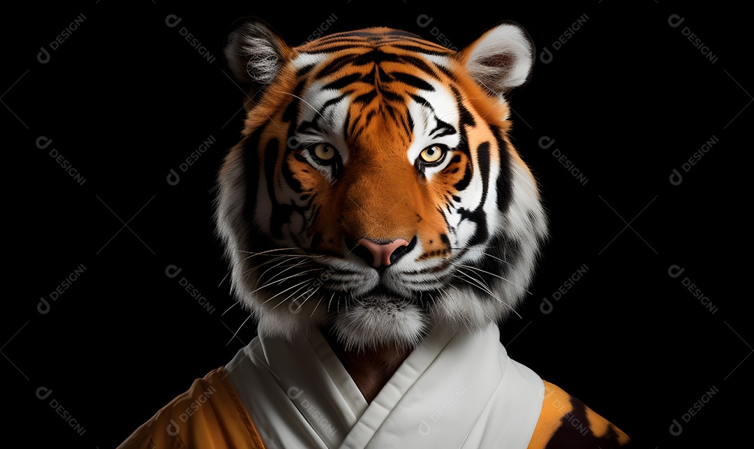 Tigre com roupa de karatê