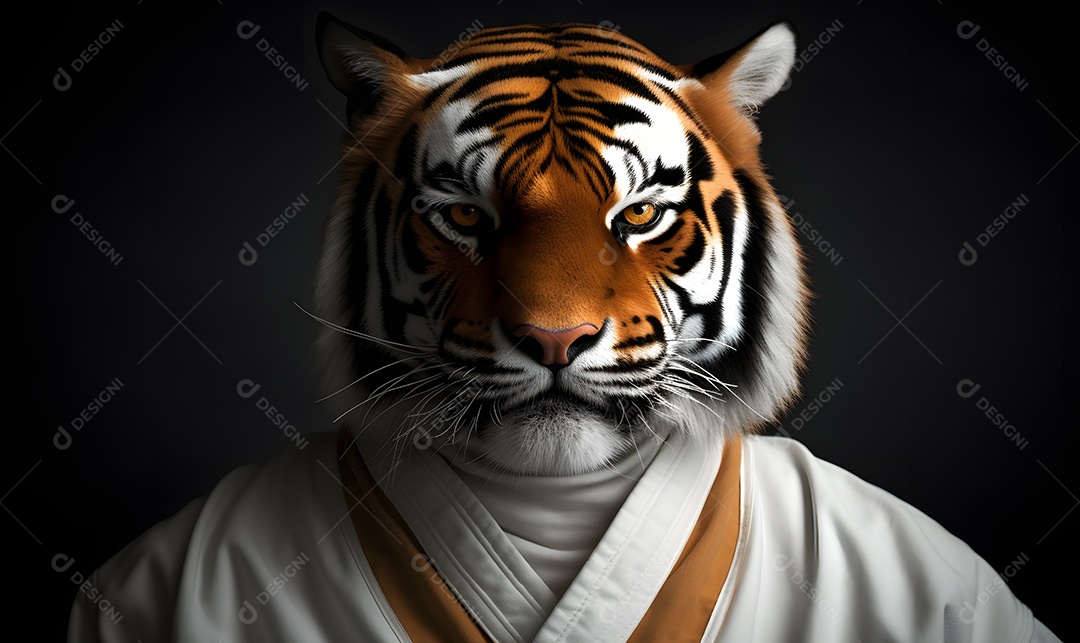 Tigre com roupa de karatê