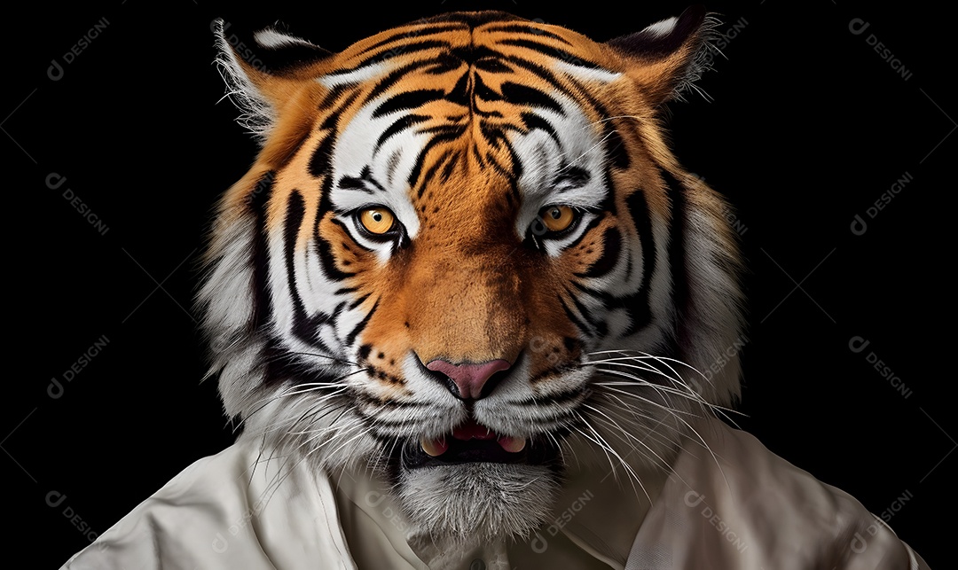 Tigre com roupa de karatê