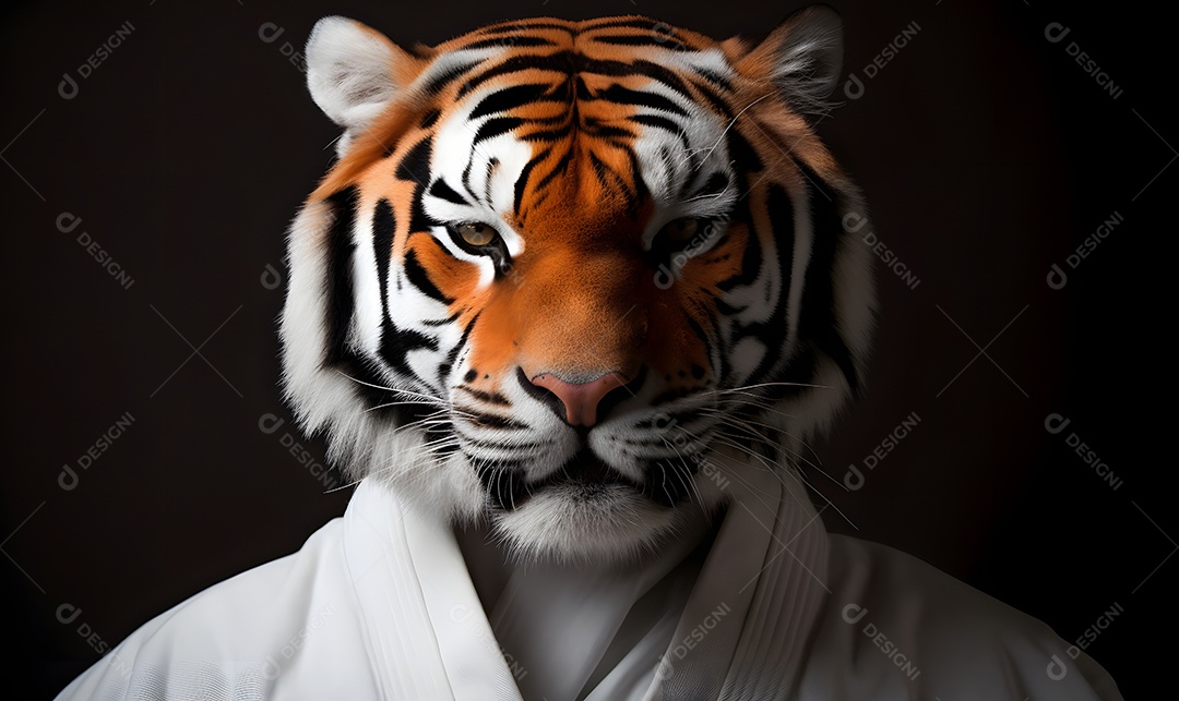 Tigre com roupa de karatê