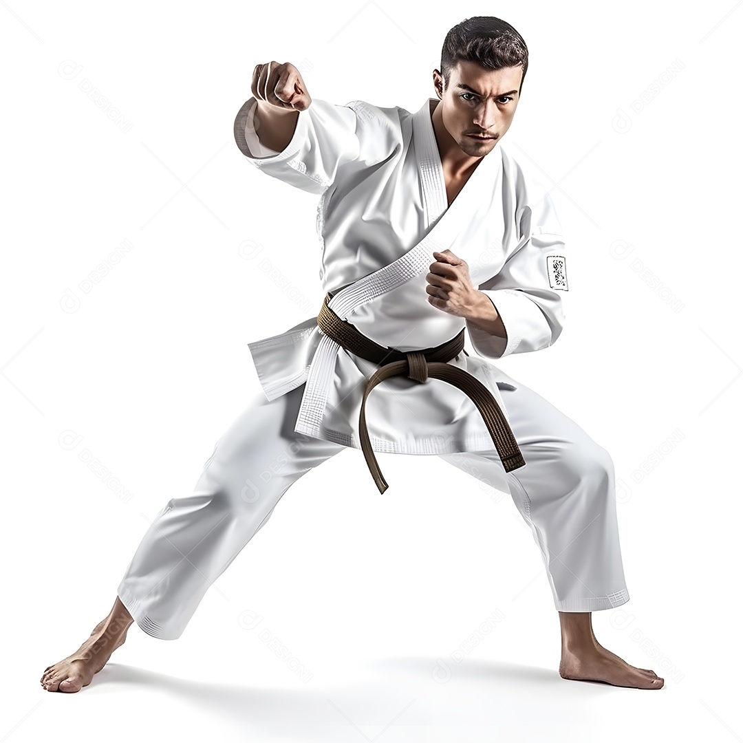 Homem com roupa de karatê