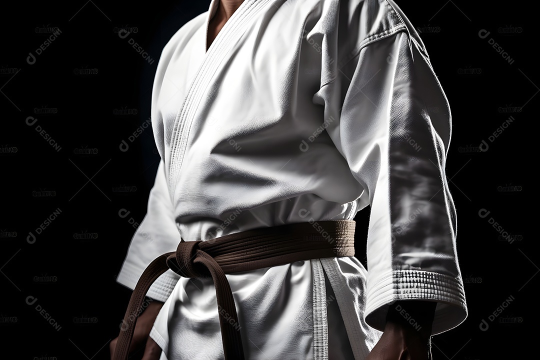 Homem com roupa de karatê