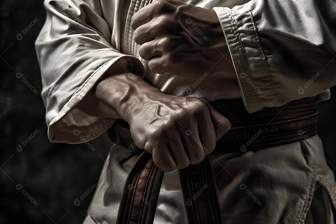 Homem com roupa de karatê