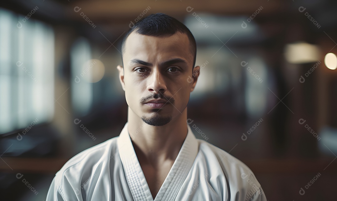 Homem com roupa de karatê