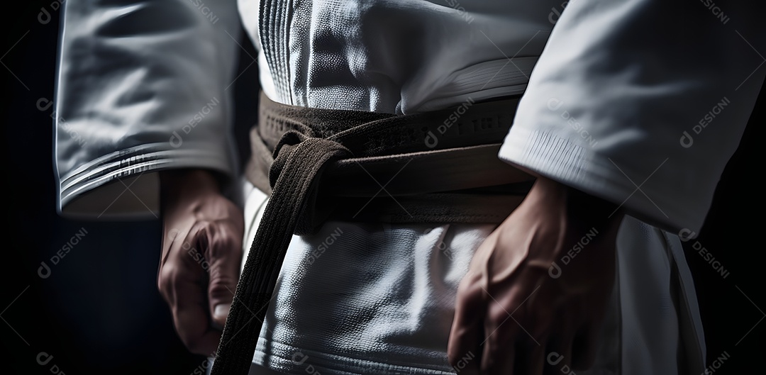 Homem com roupa de karatê