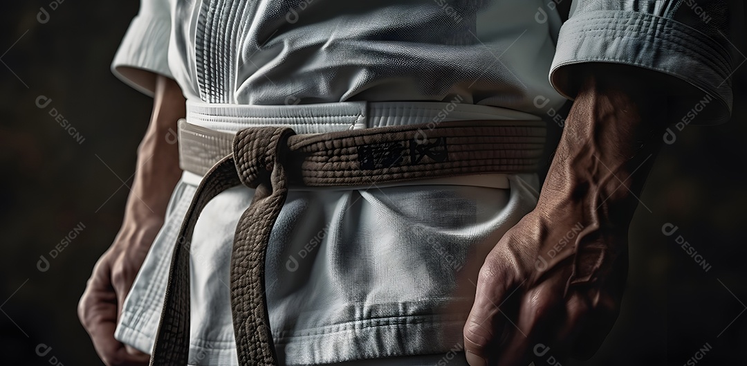 Homem com roupa de karatê