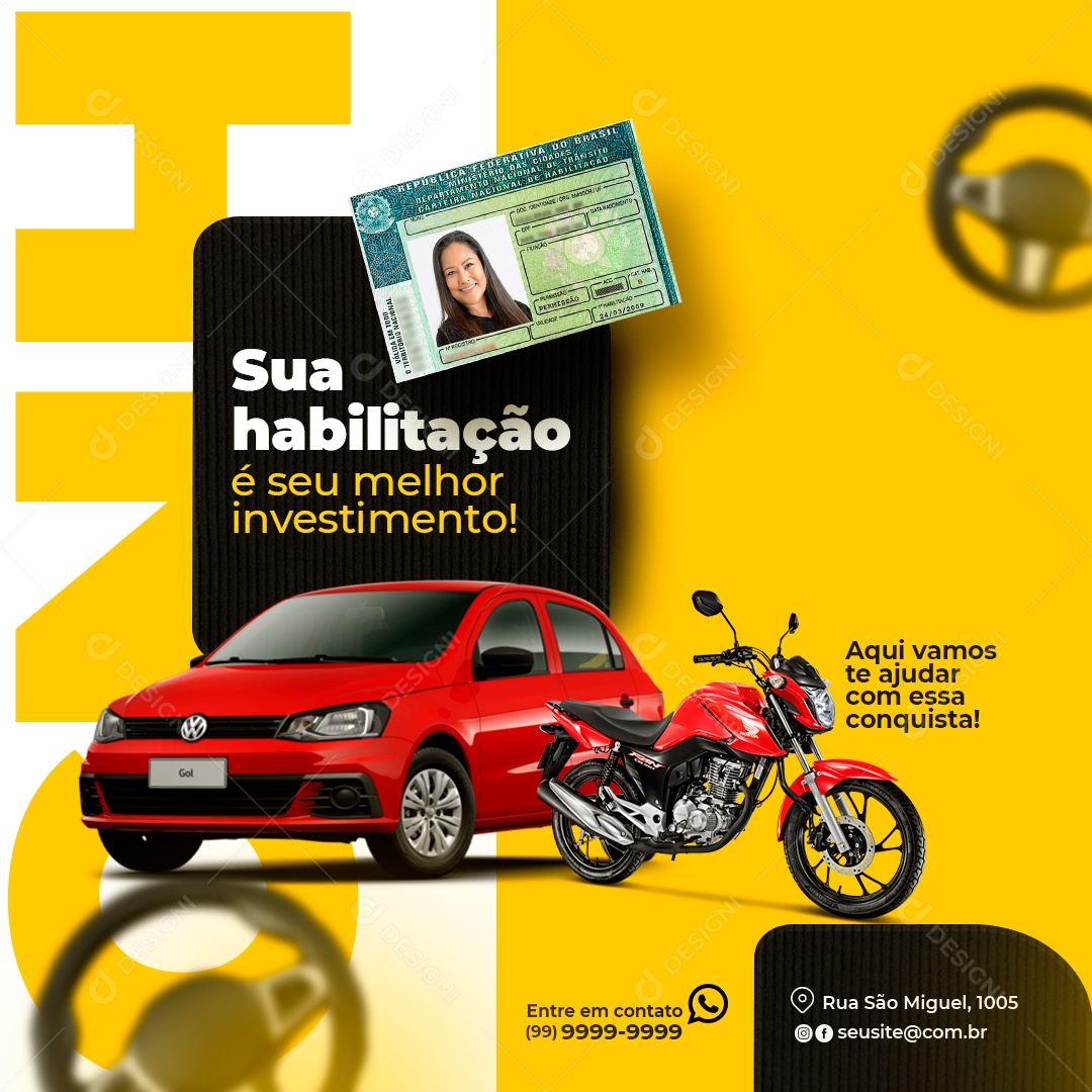 Sua Habilitação Social Media PSD Editável