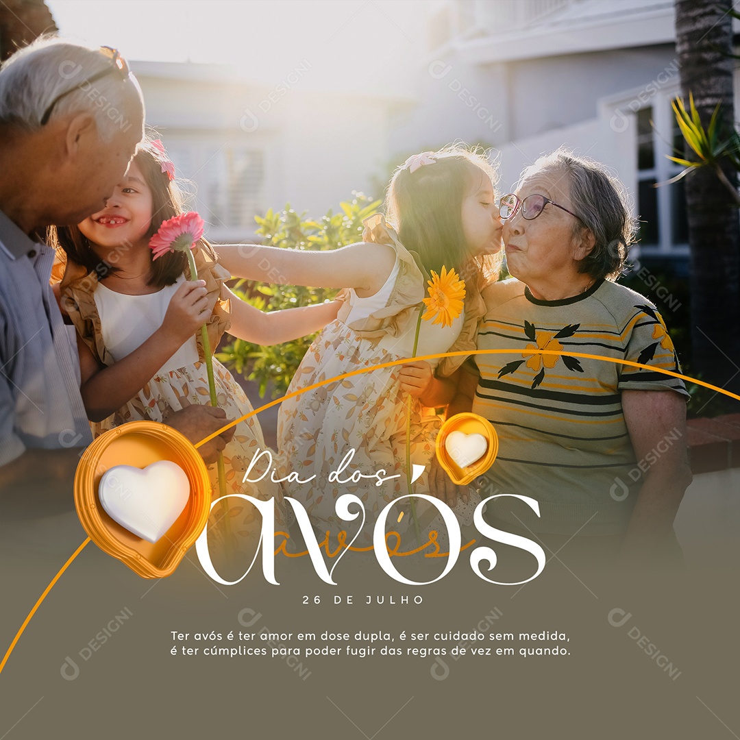 Social Media Dia Dos Avós 26 De Julho Cuidado Sem Medida PSD Editável