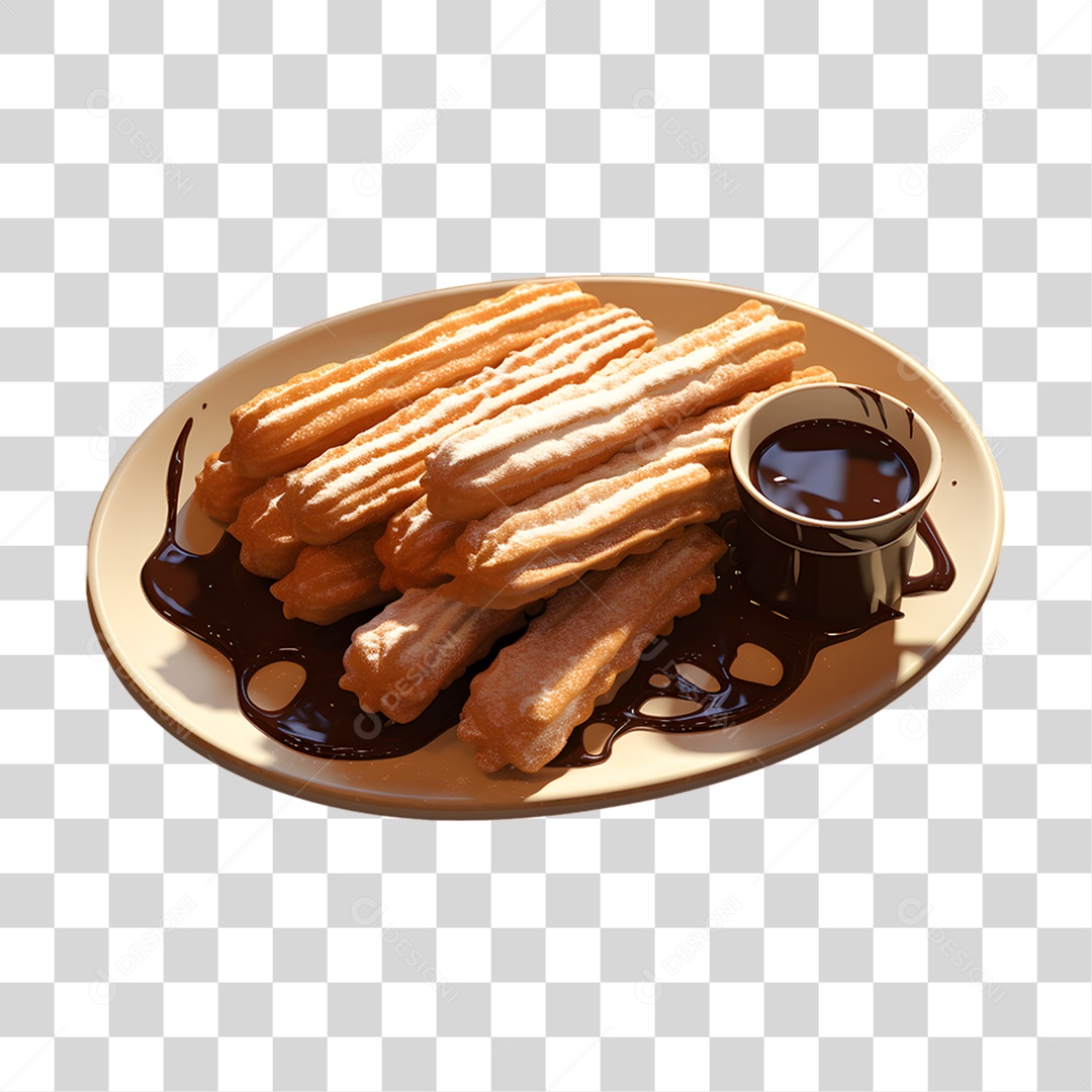 Deliciosos churros de chocolate PNG Transparente