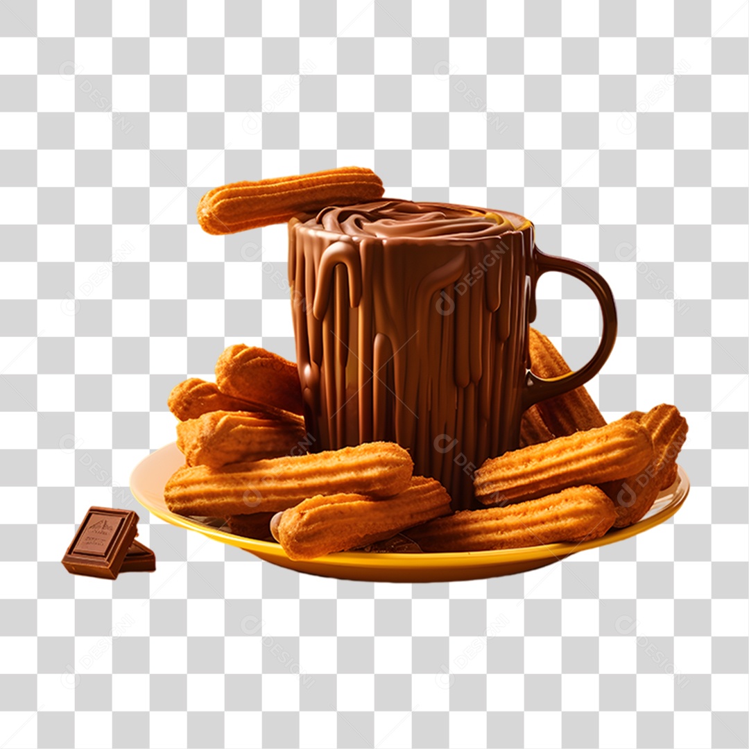 Deliciosos churros de chocolate PNG Transparente