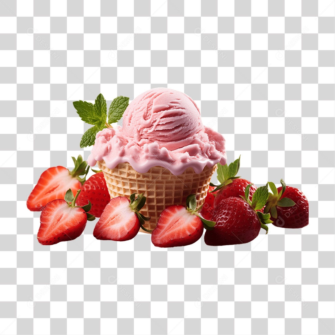 Casquinha com Delicioso Sorvete PNG Transparente