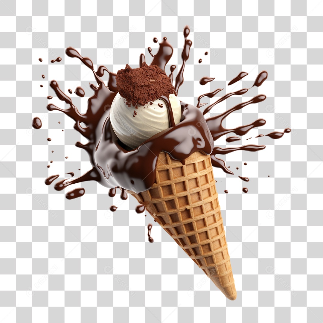 Casquinha com Delicioso Sorvete PNG Transparente