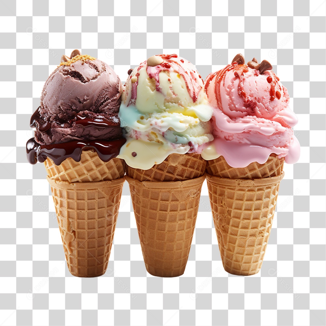 Casquinha com Delicioso Sorvete PNG Transparente