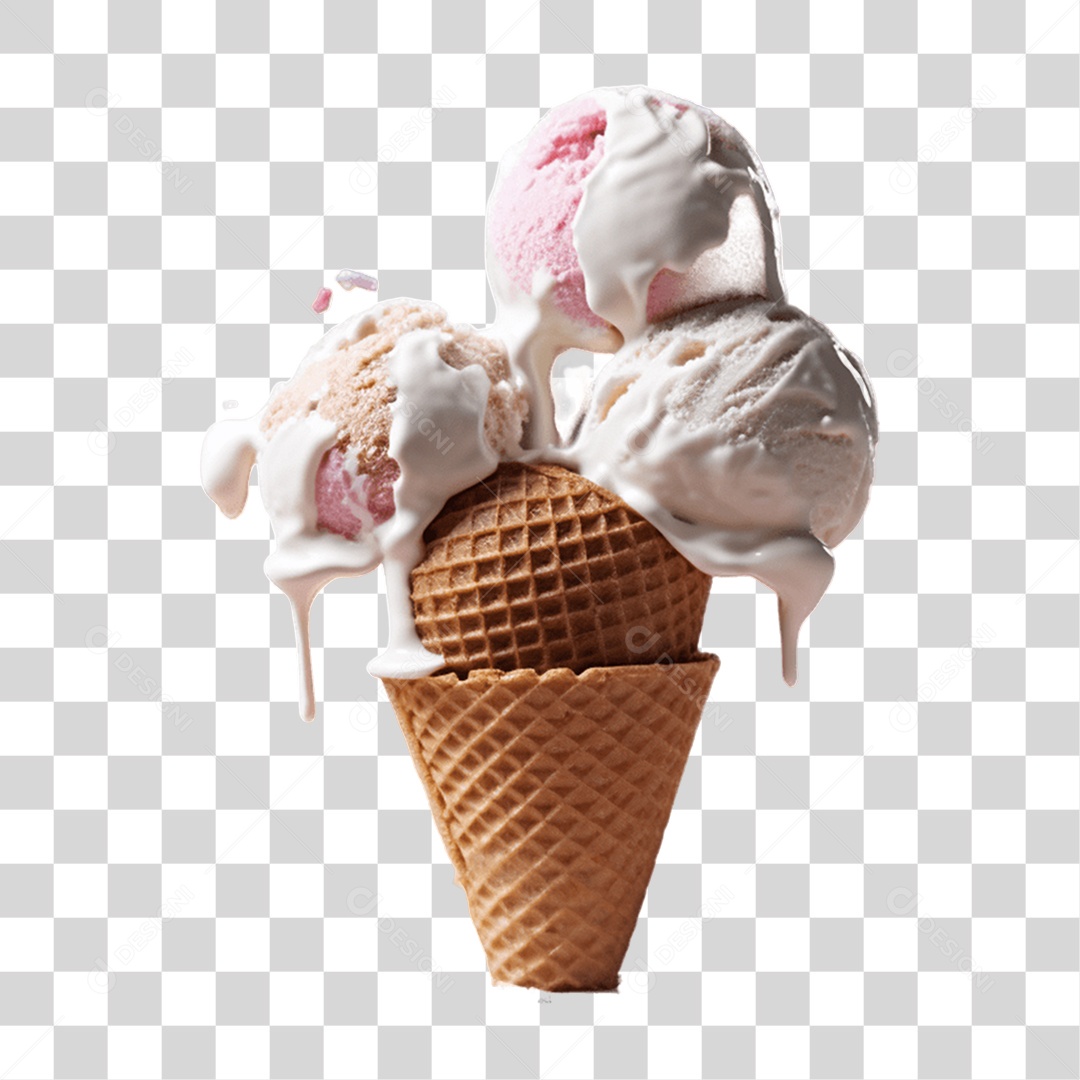 Casquinha com Delicioso Sorvete PNG Transparente