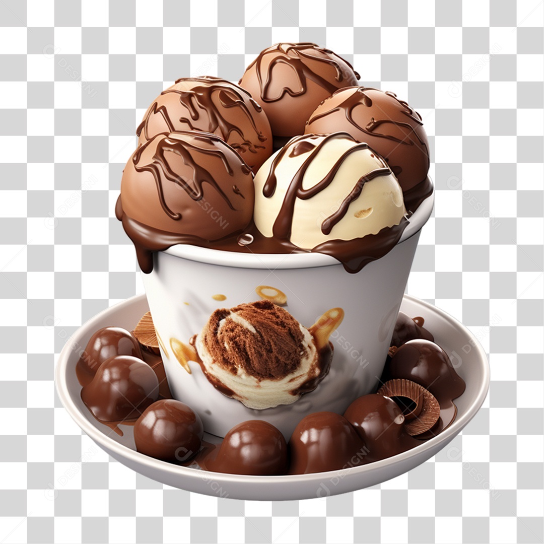 Tigela com Delicioso Sorvete PNG Transparente