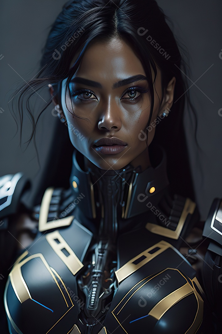 Imagem realista de mulher robô