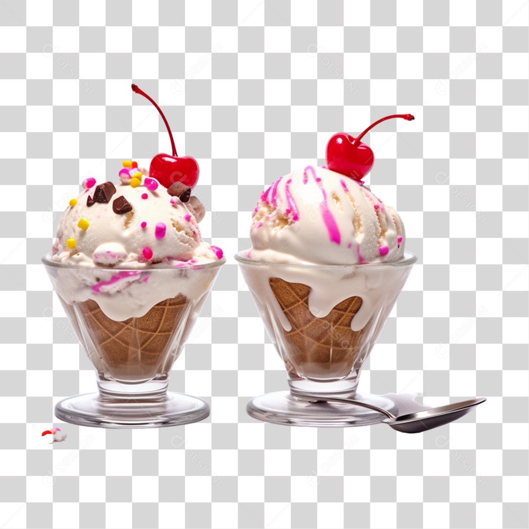 Tigela com Delicioso Sorvete PNG Transparente