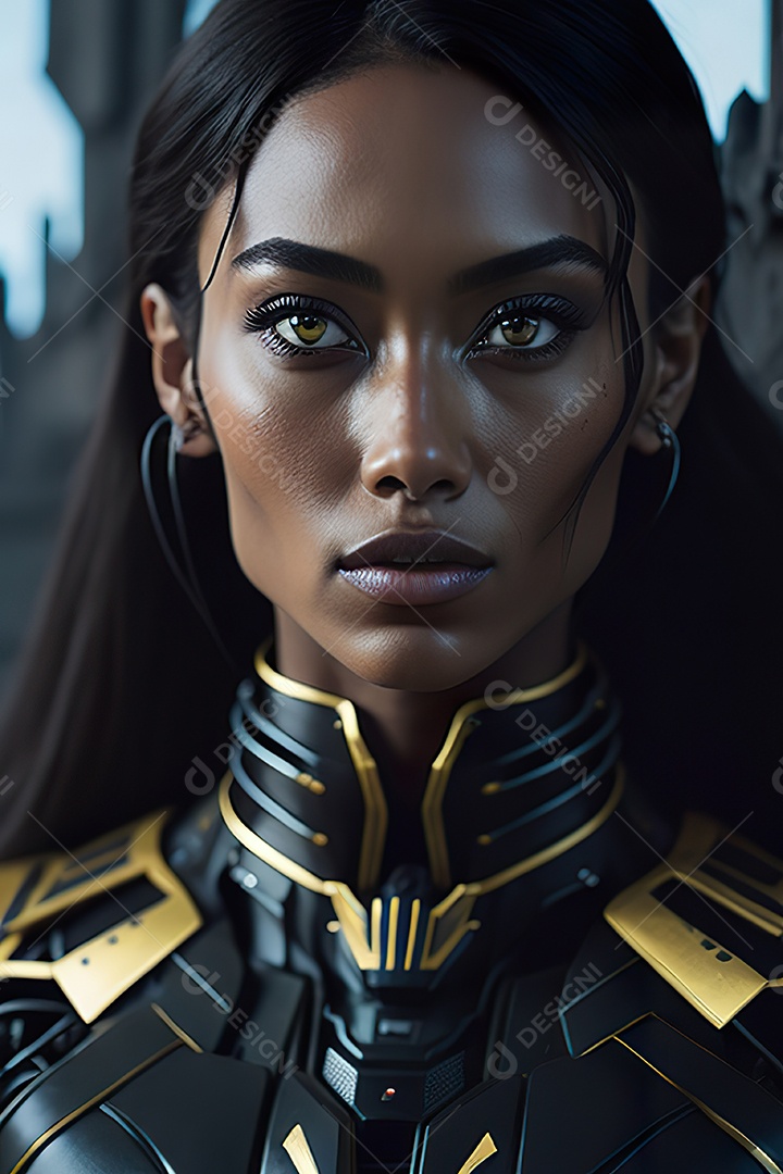 Imagem realista de mulher robô