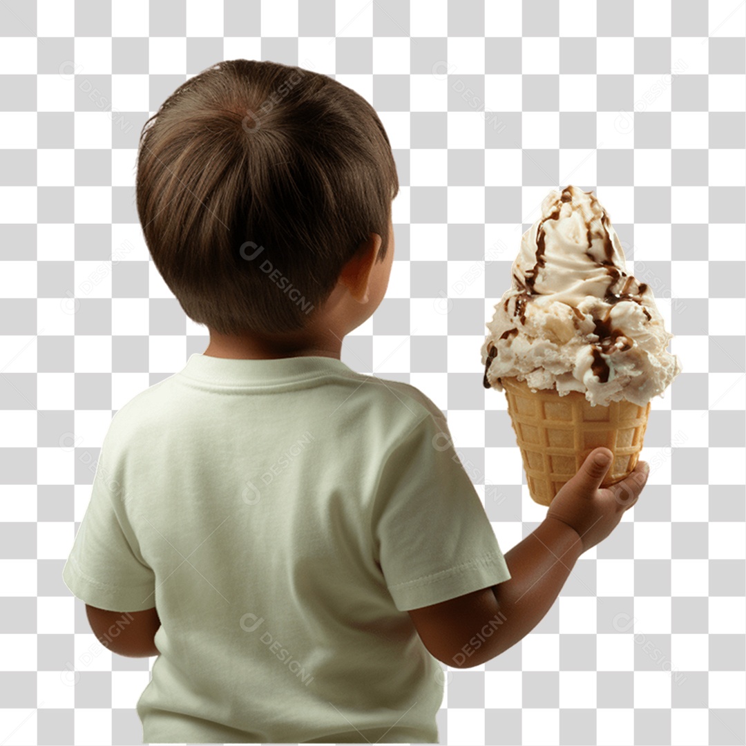 Boy Holding Cones with Delicious Ice Cream Transparent PNG
