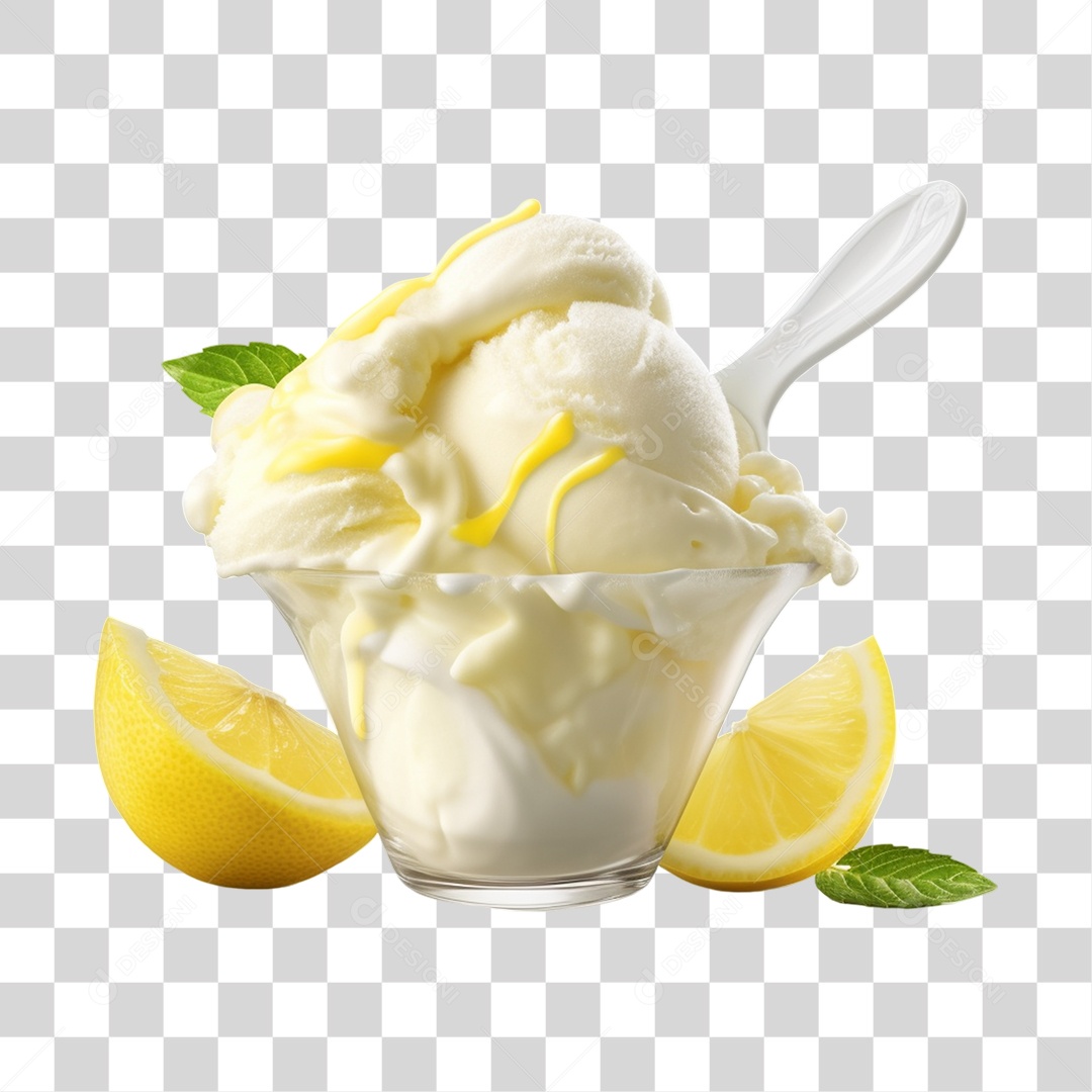 Tigela com Delicioso Sorvete PNG Transparente