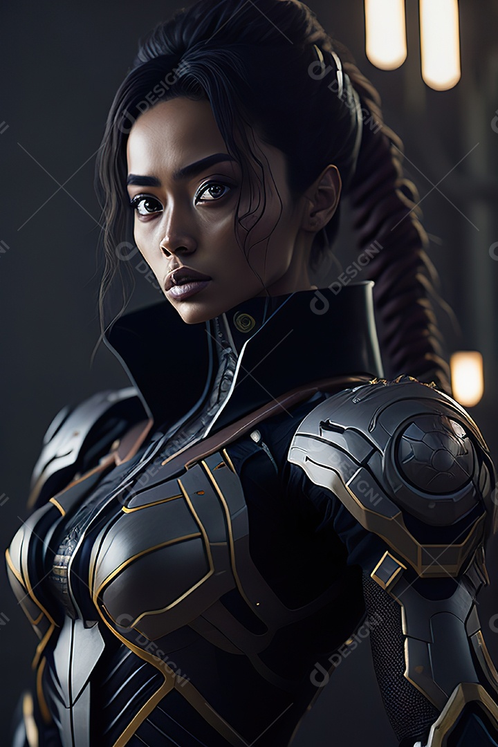 Imagem realista de mulher robô