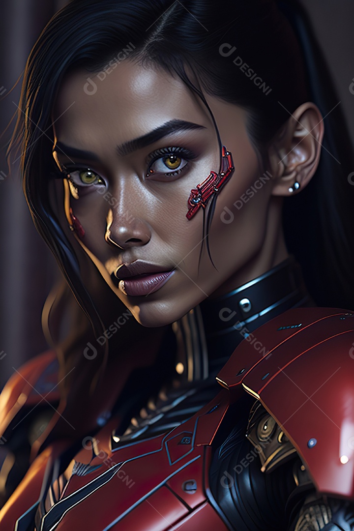 Imagem realista de mulher robô