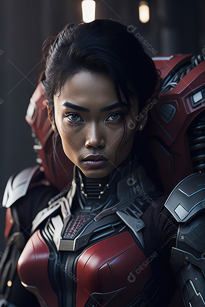 Imagem realista de mulher robô