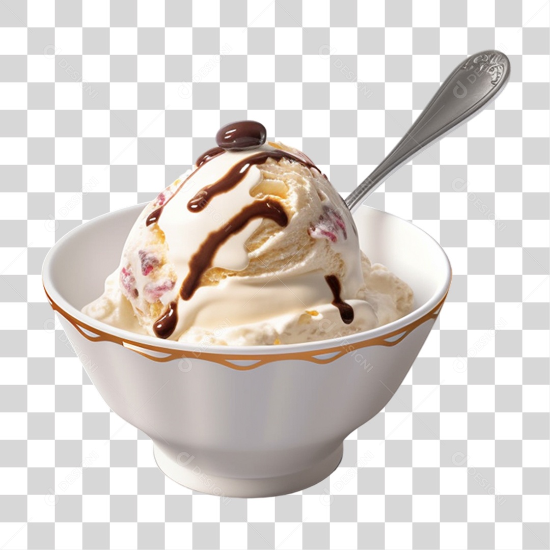 Tigela com Delicioso Sorvete PNG Transparente