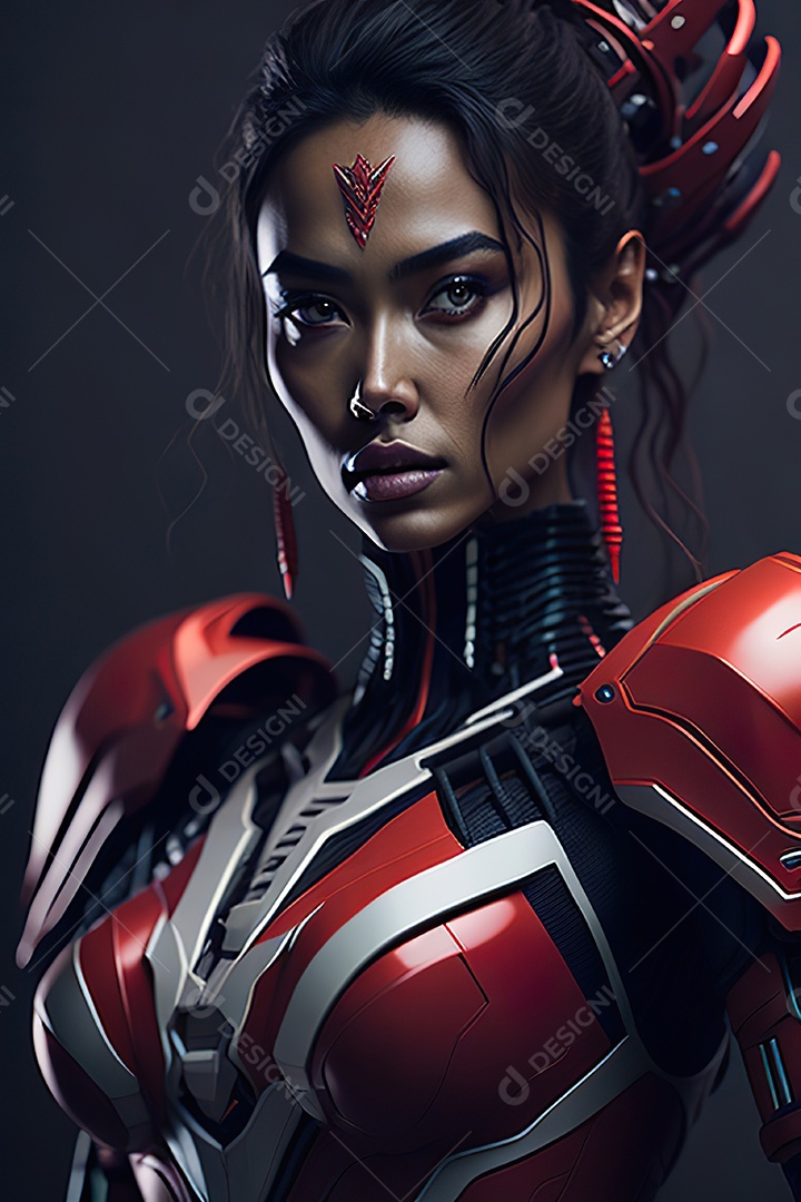 Imagem realista de mulher robô