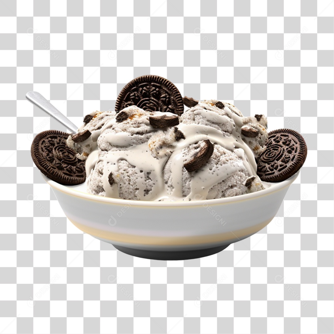 Tigela com Delicioso Sorvete PNG Transparente