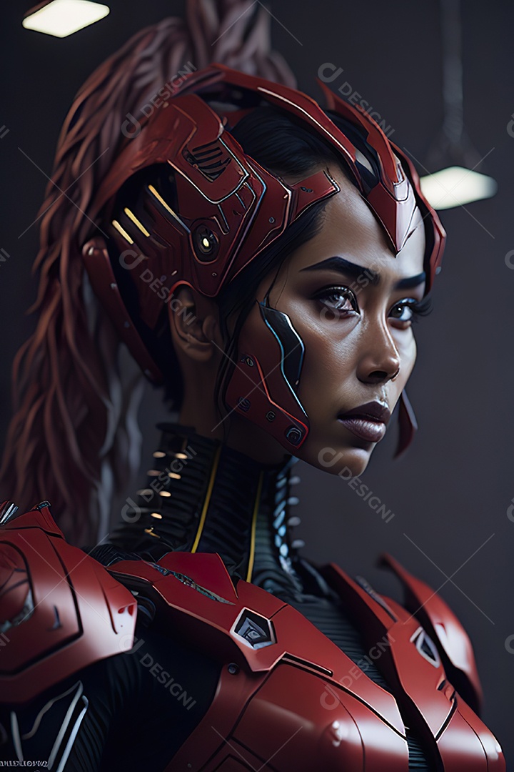 Imagem realista de mulher robô