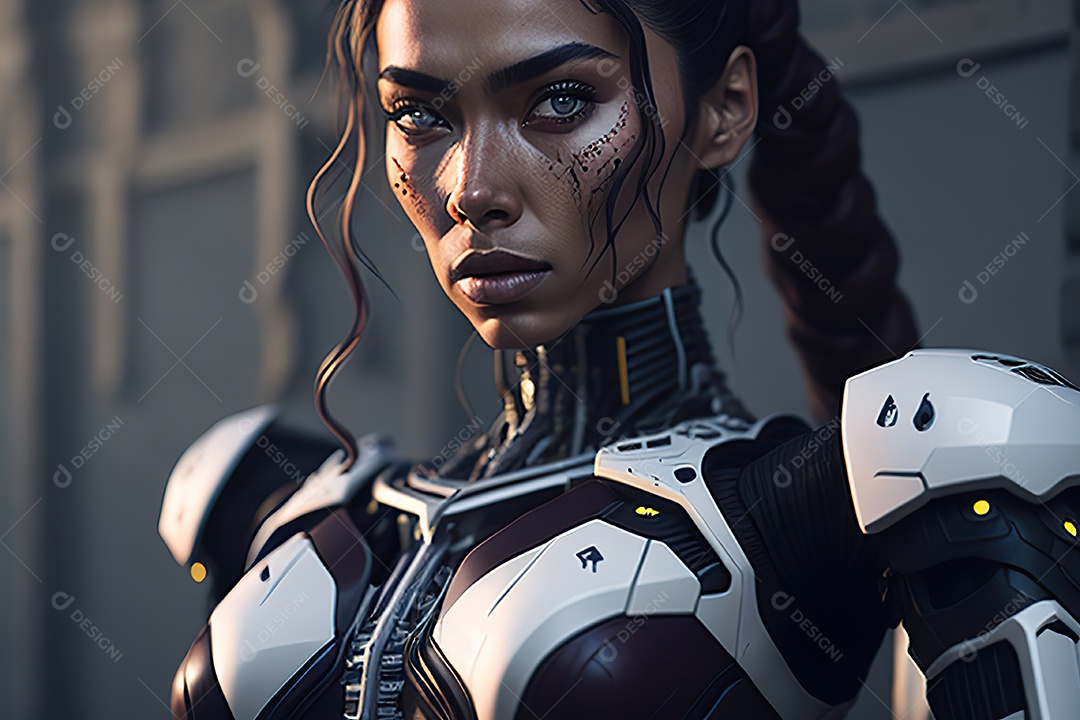 Imagem realista de mulher robô