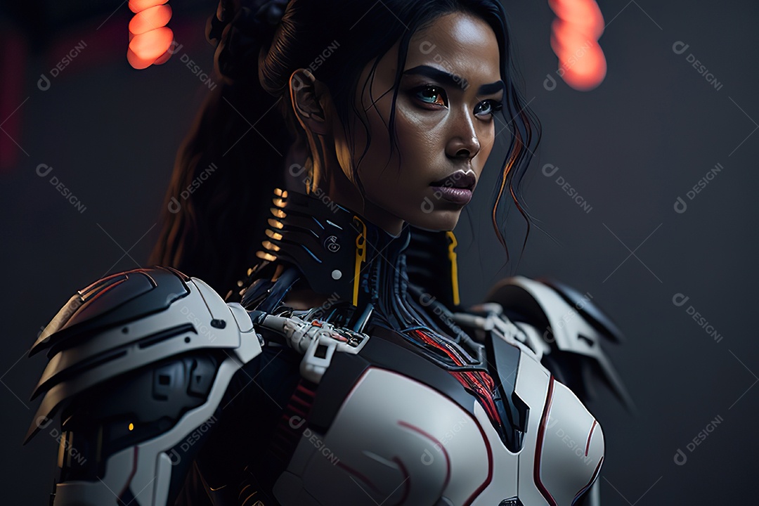 Imagem realista de mulher robô
