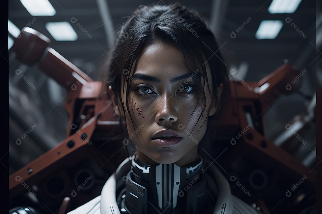 Imagem realista de mulher robô