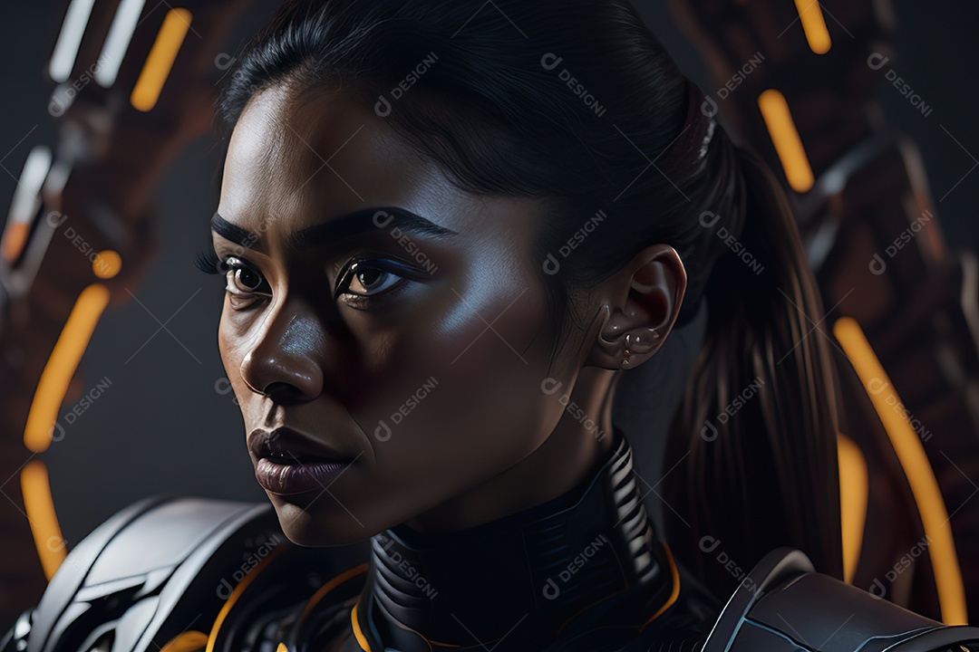 Imagem realista de mulher robô