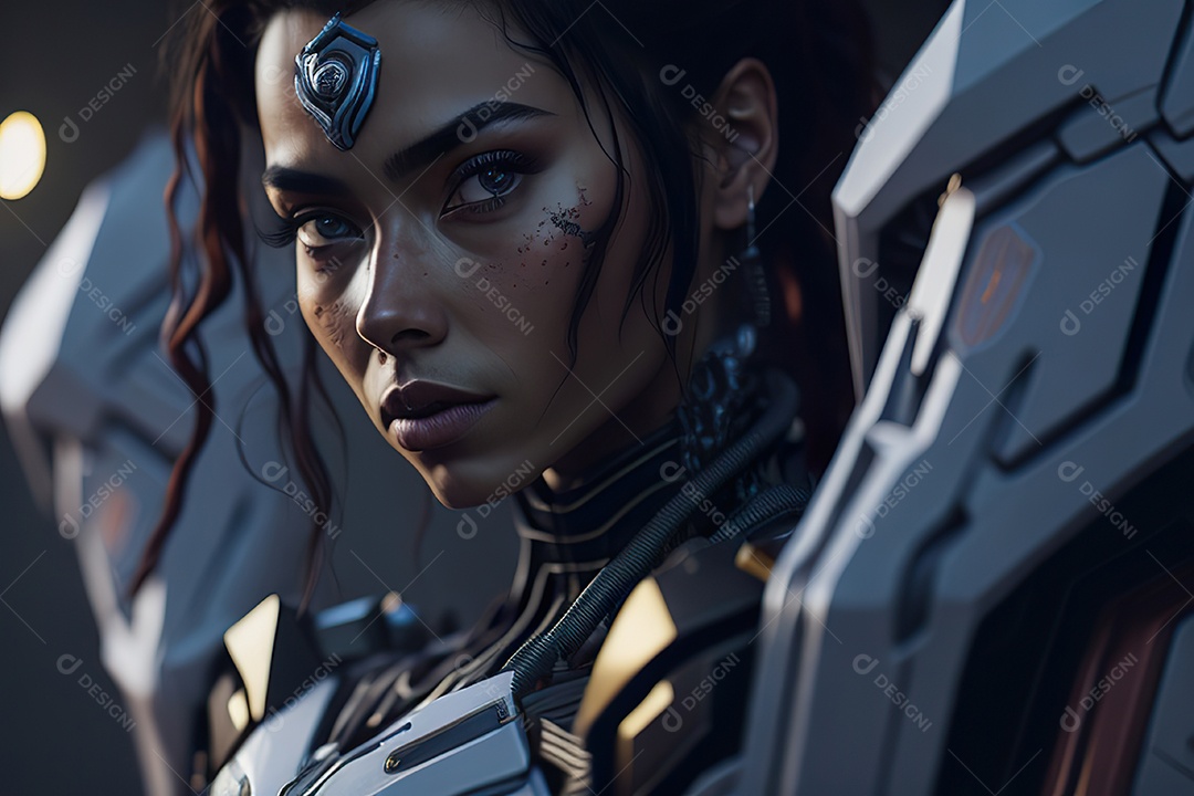 Imagem realista de mulher robô