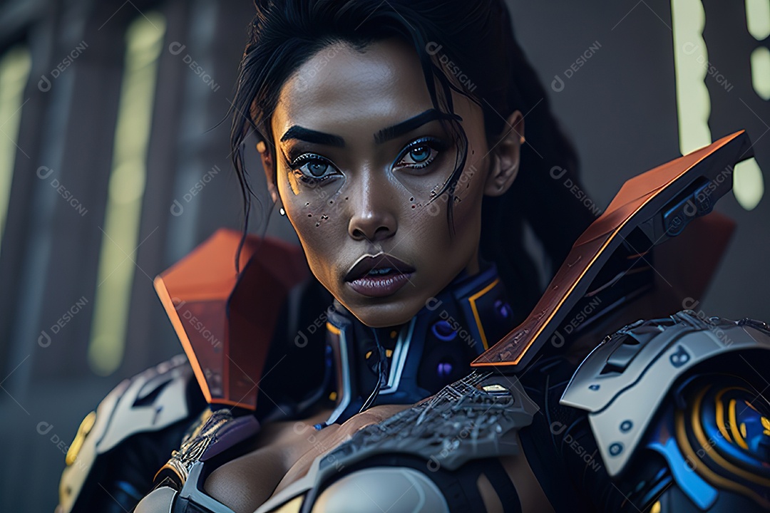 Imagem realista de mulher robô