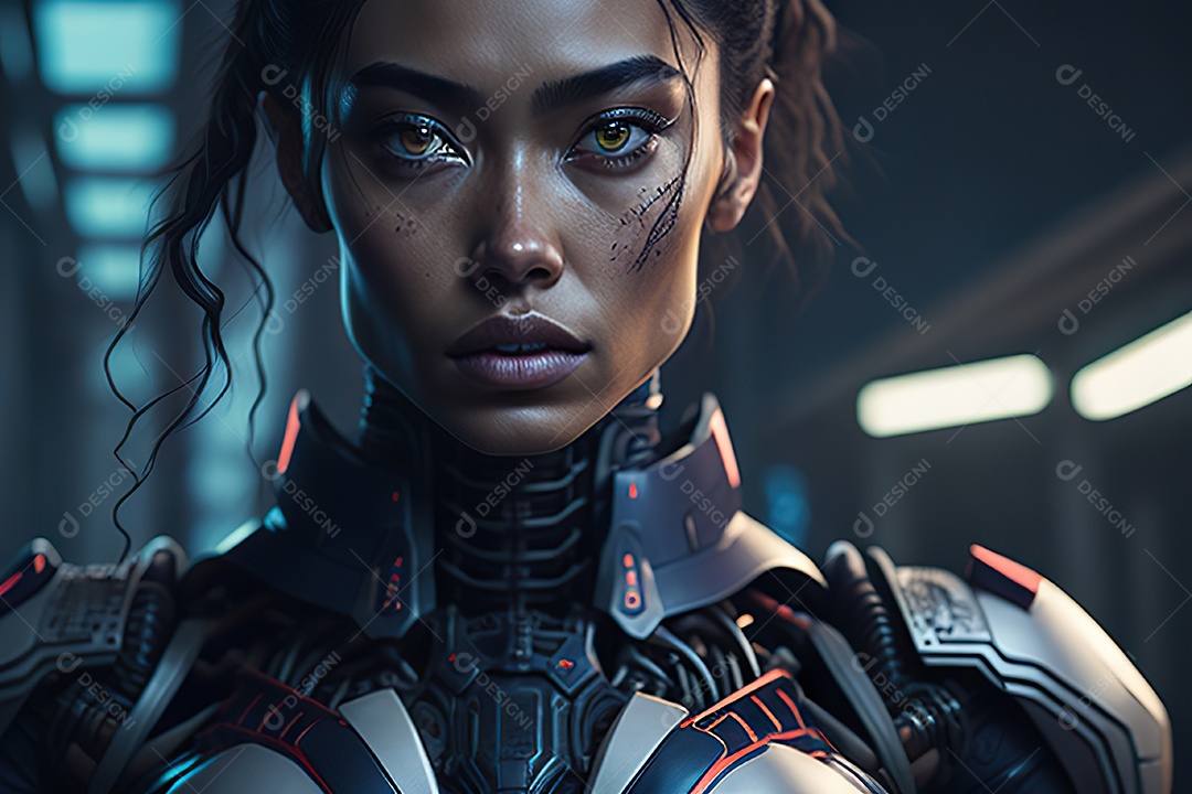 Imagem realista de mulher robô