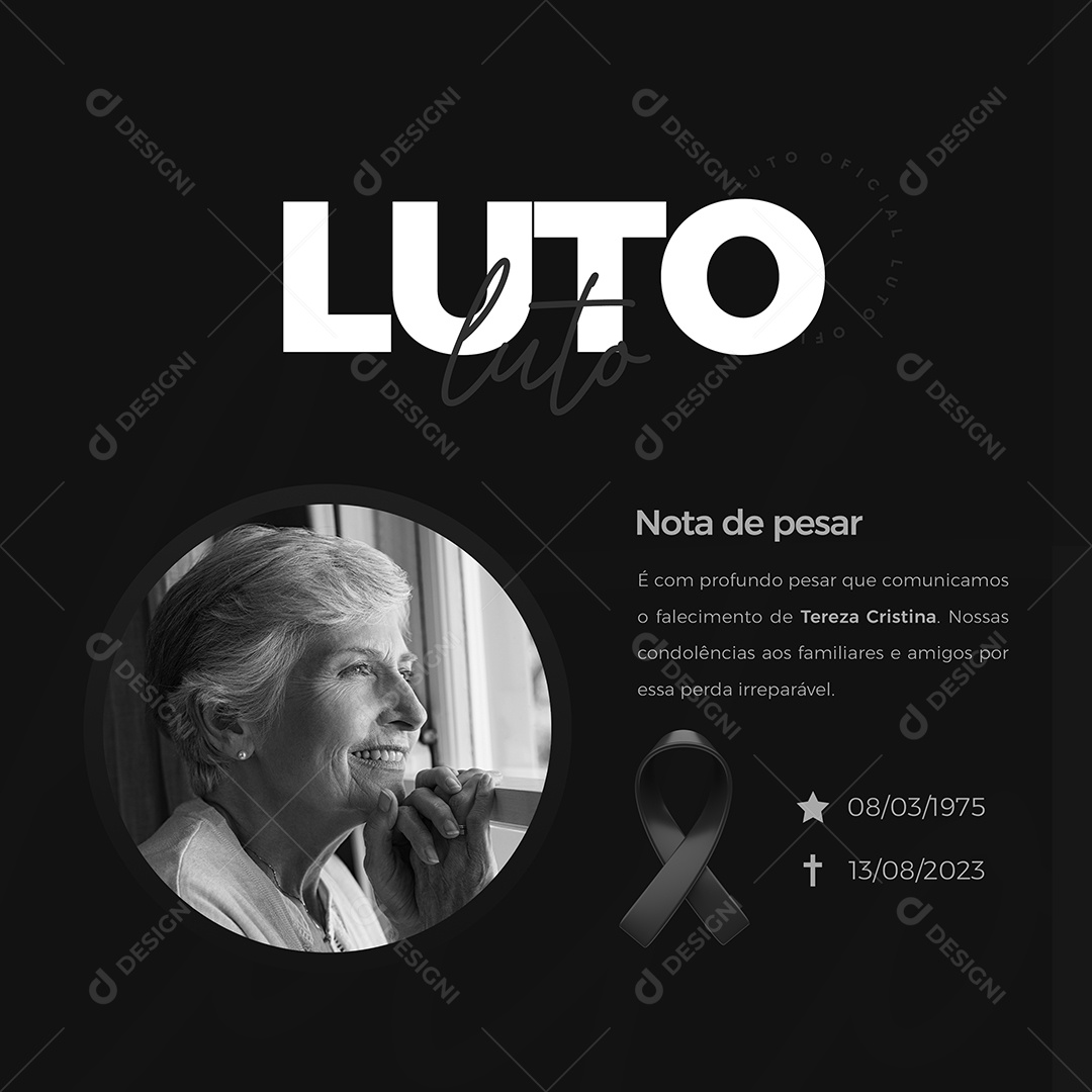 Nota de Pesar Luto Social Media PSD Editável