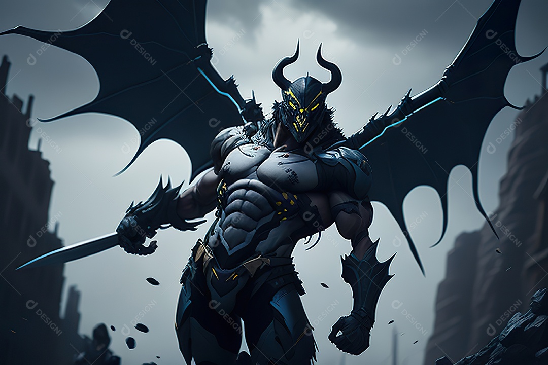 Imagem realista de criatura com armadura