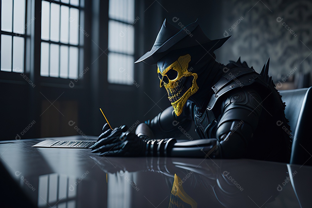 Imagem realista de criatura com armadura