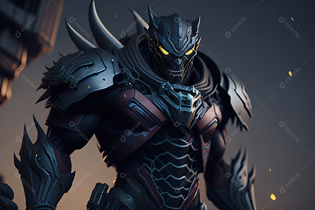 Imagem realista de criatura com armadura