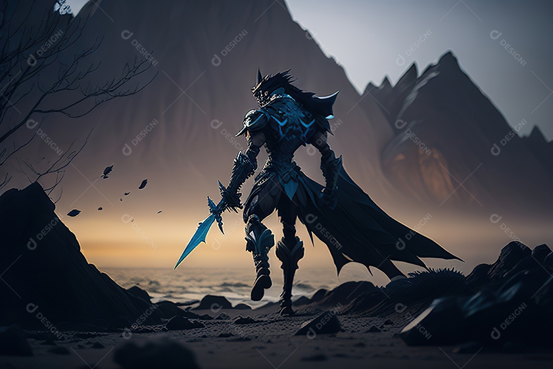 Imagem realista de criatura com armadura