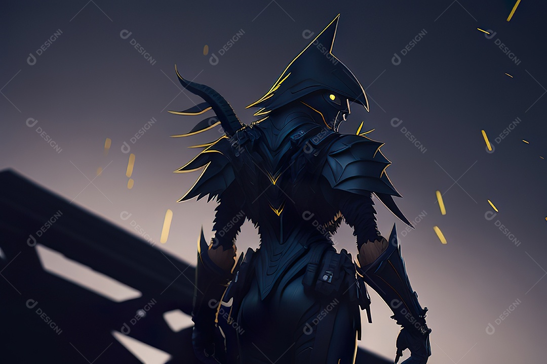 Imagem realista de criatura com armadura