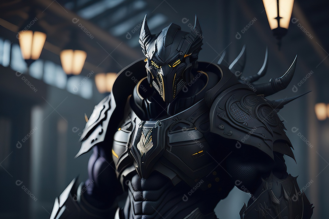Imagem realista de criatura com armadura